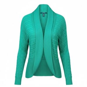 Lauren Ralph Lauren Women's Green Open Front Size XL Cardigan Cableknit Sweater